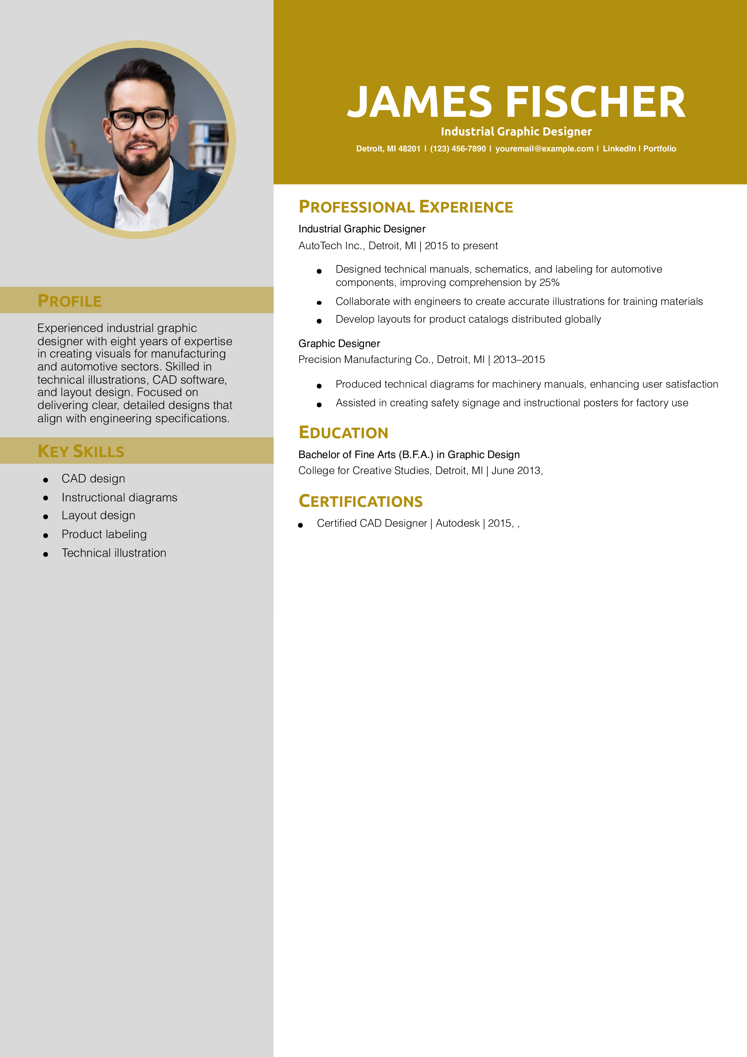 Industrial Graphic Designer Resume Example